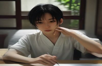 工作台上放着一部旧手机与放大镜,象征对成人自拍视频画面进行去标识化检查,暖棕色调氛围